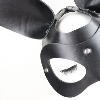 CEA Mujeres Sexy Cosplay de Conejo de Conejito de Máscaras de Media Cara de la Máscara de Halloween Cosplay de Anime Arnés de Cuero Carnaval Ajustable Erótica Máscara
