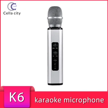 CELLA CIUDAD K6 Teléfono Móvil K Canción Mic Inteligente Multi-Función Dual de Altavoces Portátiles Inalámbricos de Bluetooth Micrófono de Condensador