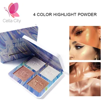 Cella de la Ciudad de cara marcador iluminador bronceador en la cara de brillo y resplandor de maquillaje en polvo glow kit paleta de mujer cosmestic