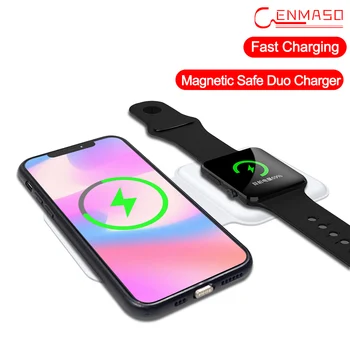 Cenmaso Original Magnético Seguro Duo Inalámbrico Doble Cargador Rápido Para el Iphone 12 Pro Max 12 Mini Para el Teléfono de la Manzana Cargador Rápido de 15W
