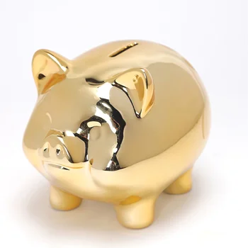 Cerámica de Oro de Cerdo Alcancía Creativo Lindo Creativo Decoración del Hogar Banco de Dinero para los Niños de Moneda de la Caja de Caja de Dinero de la hucha de Tapón