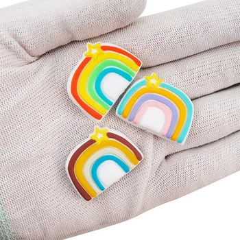 Chenkai 10PCS arco iris de Estrellas de Bebé de Silicona DIY Bebé Chupete Chupete de Enfermería Chupadero Sensorial Juguetes Accesorios de calidad Alimentaria