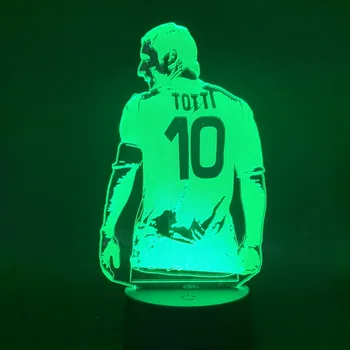 Chicos Lámpara de Mesa de Fútbol Jugador de Fútbol Francesco Totti Vista Posterior Figura Led Luz de Noche para el Dormitorio Decoración de Regalo para el Novio