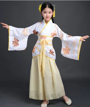 Chino Tradicional de Vestir para Niños Blanco Verde Amarillo Lavanda Hijos Adultos Chino Vestido de Chica Tang Ming Hanfu Cosplay