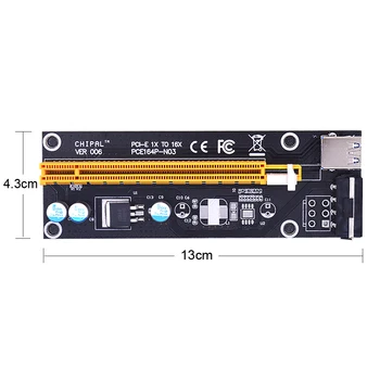 CHIPAL VER006 PCI-E Tarjeta Vertical 006 PCIE de 1X a 16X Adaptador de Extensión de 60 cm de Cable USB 3.0 SATA de 4 pines Molex de Alimentación Minero para la Minería de