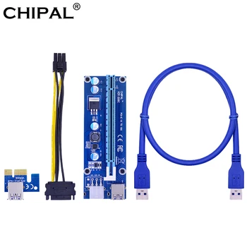 CHIPAL VER006C PCI-E Tarjeta Vertical 006C PCIE de 1X a 16X Extensor de 60 CM 100 CM Cable USB 3.0 SATA a 6Pin Cable de Alimentación para la Minería GPU
