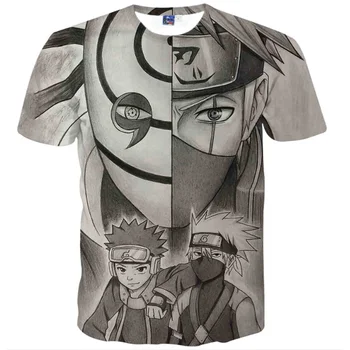 Cloudstyle 2020 3D Anime Camisetas de los Hombres de Naruto Sasuke Uchiha 3D de Impresión de Manga Corta Ropa de Verano de la parte Superior de la Camiseta de las Mujeres Más 5XL
