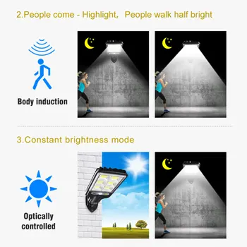 COB Solar de las Luces de Calle al aire libre de las luces de Seguridad Lámpara de Pared Impermeable del Sensor de Movimiento PIR Luz Solar del Jardín de la Pared de las Luces de la Calle