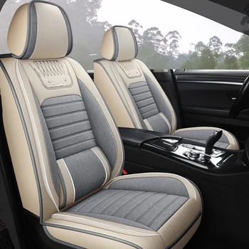 Cobertura completa de fibra de lino de asiento de coche cubierta de auto cubre asientos para mitsubishi montero outlander 3 xl pajero 2 3 4 deporte