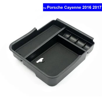 Coche Apoyabrazos de la Consola central Caja de Almacenamiento Secundario de la Bandeja de la Caja de guantes de Contenedores para el Porsche Panamera / Cayenne 2011~2017 Automático Apoyabrazos