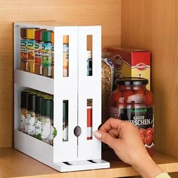 Cocina Spice Rack Organizador Multi-Función De Rotación De Almacenamiento Tiempo De Diapositiva Gabinete Armario De Artículos Para El Hogar Accesorios De La Herramienta Cozinha