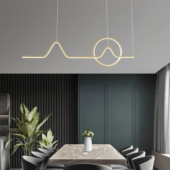 Colgante Luces LED de la barra de Cocinas Comedor sala de estar de Aluminio de Onda de la Médula Pendadnt Luces de Oro Cuadrado Negro ciecle la iluminación de la casa