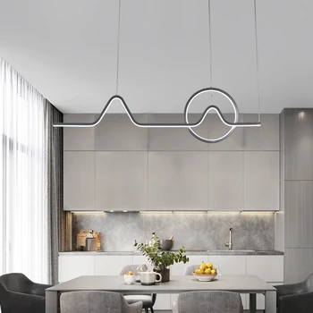 Colgante Luces LED de la barra de Cocinas Comedor sala de estar de Aluminio de Onda de la Médula Pendadnt Luces de Oro Cuadrado Negro ciecle la iluminación de la casa