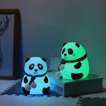 Colorida Del Silicón De Panda Luz De Noche Con Sensor Táctil Lámpara De Noche Atmósfera De Luz Del Dormitorio De La Lámpara Para El Bebé De La Navidad De La Decoración De Lámparas