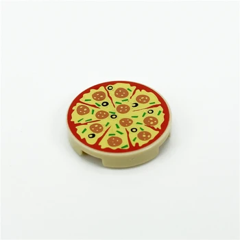 Comida rápida Impreso Mosaico de Bloques de Piezas de Pizza Bizcocho de Donuts Tapa de la Botella de MOC Edificio de Ladrillos Accesorios DIY Juguetes Juguetes Bloques