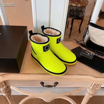 Con el LOGOTIPO de La Nueva moda de las Señoras botas de Niñas botas de nieve de Cuero Genuino de Todos lana de color Fluorescente suela de Goma Anti-botas de esquí