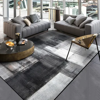 Con estilo sencillo y moderno abstracto de tinta China negra gris dormitorio puerta de la cocina estera del piso de la sala de mat alfombra puede ser personalizado