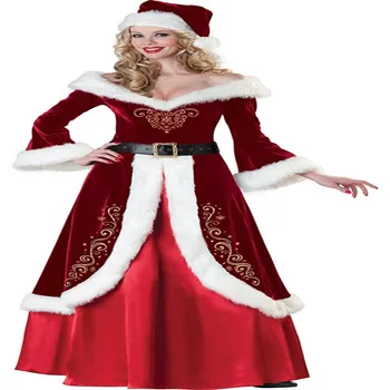 Conjunto Completo De La Navidad Trajes De Santa Claus Para Adultos Rojo De Navidad Ropa De Santa Claus Traje Traje De Lujo, Con Barba Blanca