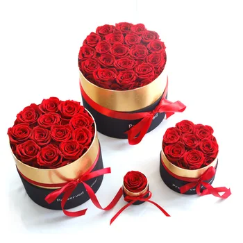 Conserva Real de Rosa Flor Con Cubo de Eternal Rosa Roja Con Caja Para el Día de san Valentín Día de la Madre de la Boda de las Mujeres de las Niñas Regalos