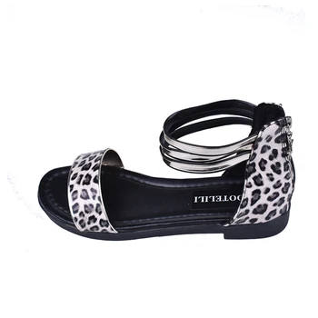 COOTELILI 35-39 la Moda de Verano Casual Sandalias Abiertas Pisos del Dedo del pie Zapatos de las Mujeres de Banda Estrecha, Sólida Zip Sandalias de Leopardo de las Niñas
