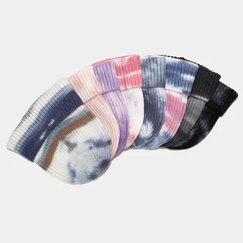 Corbata Color del Tinte Harajuku Gorro de Invierno de Lana Sombrero de Moda Caliente Skullies Gorros de lana Para las Mujeres de los Hombres de Hip Hop Cap gorras