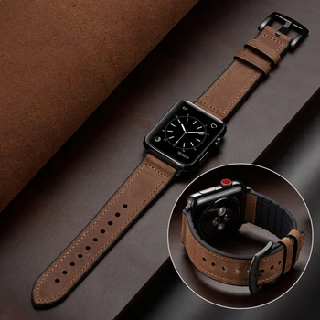 Correas de relojes apple watch bandas de la serie 5 de 44 mm ( 2019 ) de cuero de la Pulsera del silicón de la Correa de Muñeca para el iwatch 5 40 mm correa correa
