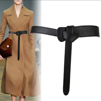Corsé cinturón de largo nudo diseñador correas para las mujeres sot de cuero de la pu ceinture femme delgada cummerbunds de la cintura vestido de cintura cinturón de fácil