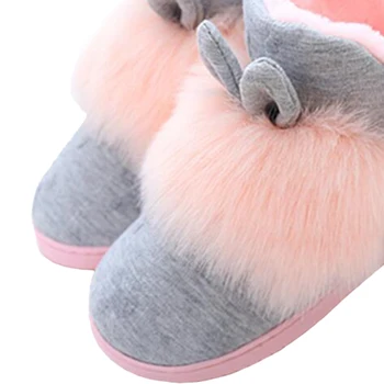 COVOYYAR las Mujeres Botas de Nieve Caliente Conejo Oído Casa de Invierno Zapatos de 2019 Comodidad de Piel Plana Botas de Tobillo de Suelo antideslizante de Algodón Zapatos de WBS913