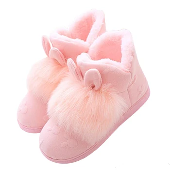 COVOYYAR las Mujeres Botas de Nieve Caliente Conejo Oído Casa de Invierno Zapatos de 2019 Comodidad de Piel Plana Botas de Tobillo de Suelo antideslizante de Algodón Zapatos de WBS913