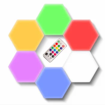 Creative USB de colores RGB control Remoto táctil de nido de abeja lámpara de Luz cuántica de la Luz hexagonal de cambio de color del LED de la lámpara lámpara de pared