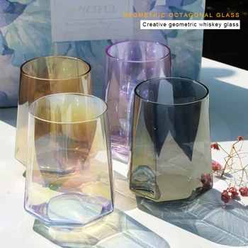 Creativo De Diamante De Cristal Tazas De Whisky De Cristal Geométricas Octogonal Copa De Vino Vasos Tazas De Café Taza De Jugo De Cerveza De Vidrio