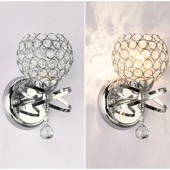 Creativo Retro E27 Dormitorio lámpara de Pared, Lámpara de Pared de diamantes de imitación de Cristal de la Luz de la Mesilla de Comedor Pasillo ( Sin Bombillo)
