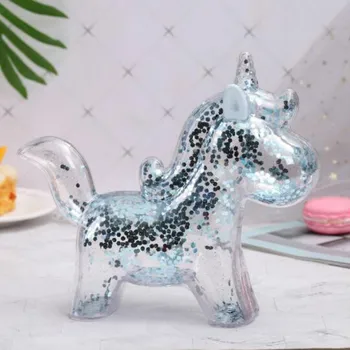Creativo unicornio alcancía alcancía de la moneda de la hucha transparente con lentejuelas tienda de regalos a los niños de regalo de cumpleaños de los niños WF923