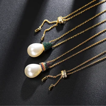 Cristal de circón collar ajustable producto nuevo arco iris barroco collar de perlas de la moda femenina nicho de clavícula diseño de la cadena de sentido