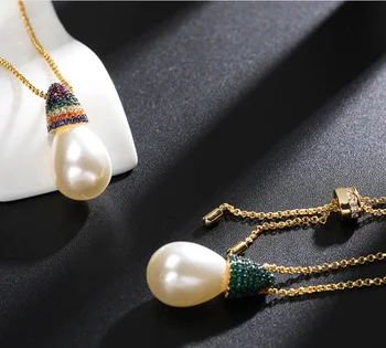 Cristal de circón collar ajustable producto nuevo arco iris barroco collar de perlas de la moda femenina nicho de clavícula diseño de la cadena de sentido