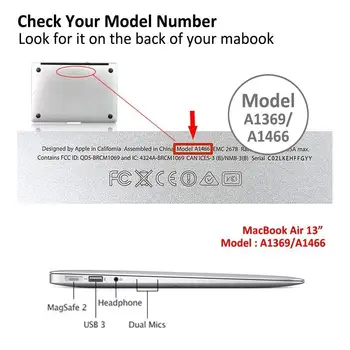 Crystal Clear Portátil de disco Duro Caso de la Cubierta Para el MacBook Air de 13 pulgadas Caso A1466 A1369 Duro de la Cubierta para la Versión anterior de 2017 2016,. 26674