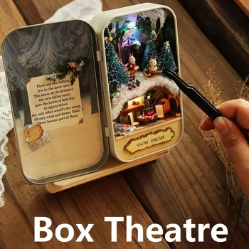 Cuadro de Teatro 3Style(Bosque Rhapsody/la Isla de las Aventuras de la Nieve Sueño)Regalo Creativo DIY Mini Luz de Casa de Muñecas en 3D Micro Paisaje Modelo