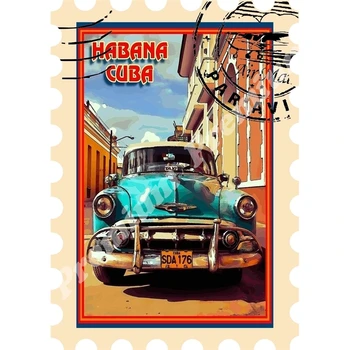 Cuba recuerdos de imanes vintage turístico cartel