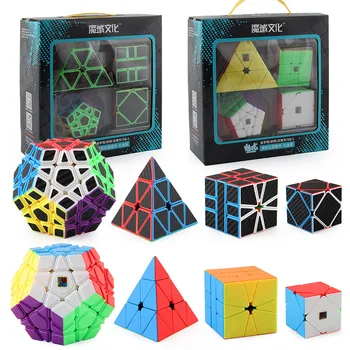 Cubo Moyu Paquete de 2x2 3x3 4x4 5x5 Velocidad Cubo Conjunto Mofang Meilong Cubo Mágico MF2S MF3S MF4S MF5S Pack de Rompecabezas de Juguete de la Caja de Regalo