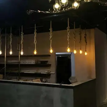 Cuerda De Cáñamo Araña Retro Estilo Industrial Bar Restaurante Lámpara De Araña De América Personalidad Creativa Iluminación Decorativa