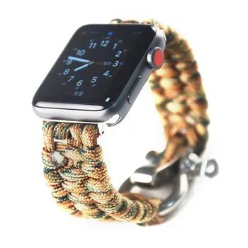 Cuerda de Nylon de la correa para el Apple Watch de la Banda de la Serie SE 6 5 4 3 2 1 Para Apple Watch bandas de 42 mm 44 mm Paracord Supervivencia Pulsera de 38mm 40mm