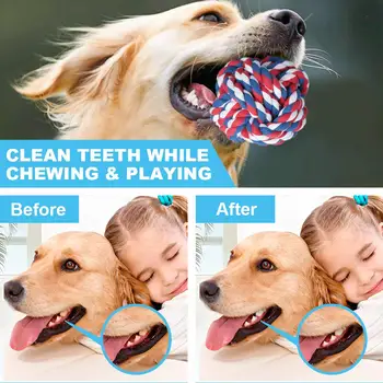 Cuerda de perro de Juguete Juguete Interactivo para Perros Grandes de la Cuerda de la Bola de Juguetes para Masticar la Limpieza de los Dientes de la Mascota de Juguete para Pequeñas y Medianas Perros de Productos para Mascotas TY0116