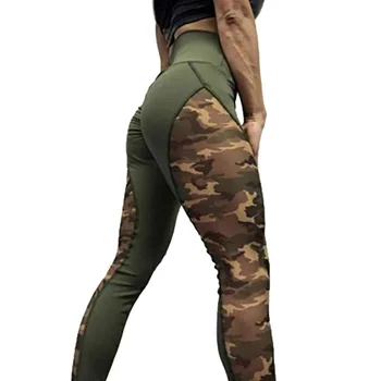 CXUEY Camo de Empalme Pantalones de Carga de las Mujeres 2020 Empuje hacia Arriba de Entrenamiento Gimnasio Sport Leggings Pantalones de Yoga de Jogging Gris Femme Medias Ejército Verde de Nuevo