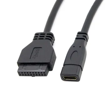 CYSM USB 3.0 de la Placa base 19pin Encabezado a un Solo Puerto USB 3.1 Tipo C USB-C Hembra Cable de 40 cm