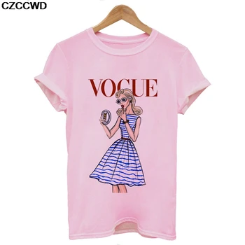 CZCCWD Poleras Mujer De Moda 2019 Otoño Blanco de la Camiseta de Harajuku de la Moda de Vogue Camiseta de Ocio Streetwear Estética Mujeres T-shirt