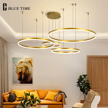 Círculo Anillos LED lámpara de Araña para la Sala de estar Dormitorio Comedor Sala de Acrílico de la Forma Redonda de Techo Iluminación de la lámpara Lamparas de Decoración