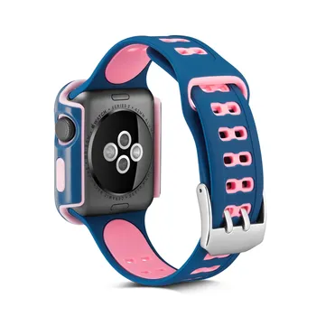 DAHASE Dual Colores del Deporte de la Correa de Silicona para Apple venda de Reloj de la Serie 1/2/3 Proteger la Cubierta para Apple Watch Caso 42mm 38mm Pulsera