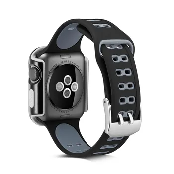 DAHASE Dual Colores del Deporte de la Correa de Silicona para Apple venda de Reloj de la Serie 1/2/3 Proteger la Cubierta para Apple Watch Caso 42mm 38mm Pulsera