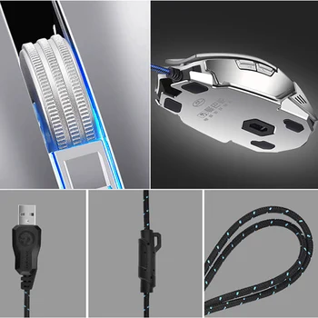 Darshion S10 Gaming Mouse Óptico USB con Cable de Metal Retroiluminada Ratón Profesional de Programación de Macros Metal Ratones de Ordenador para PC Portátil