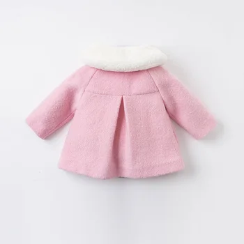 DB15672 dave bella de invierno las niñas de bebé de moda botón de arco de piel floral abrigo de los niños tops bebé niño ropa de abrigo